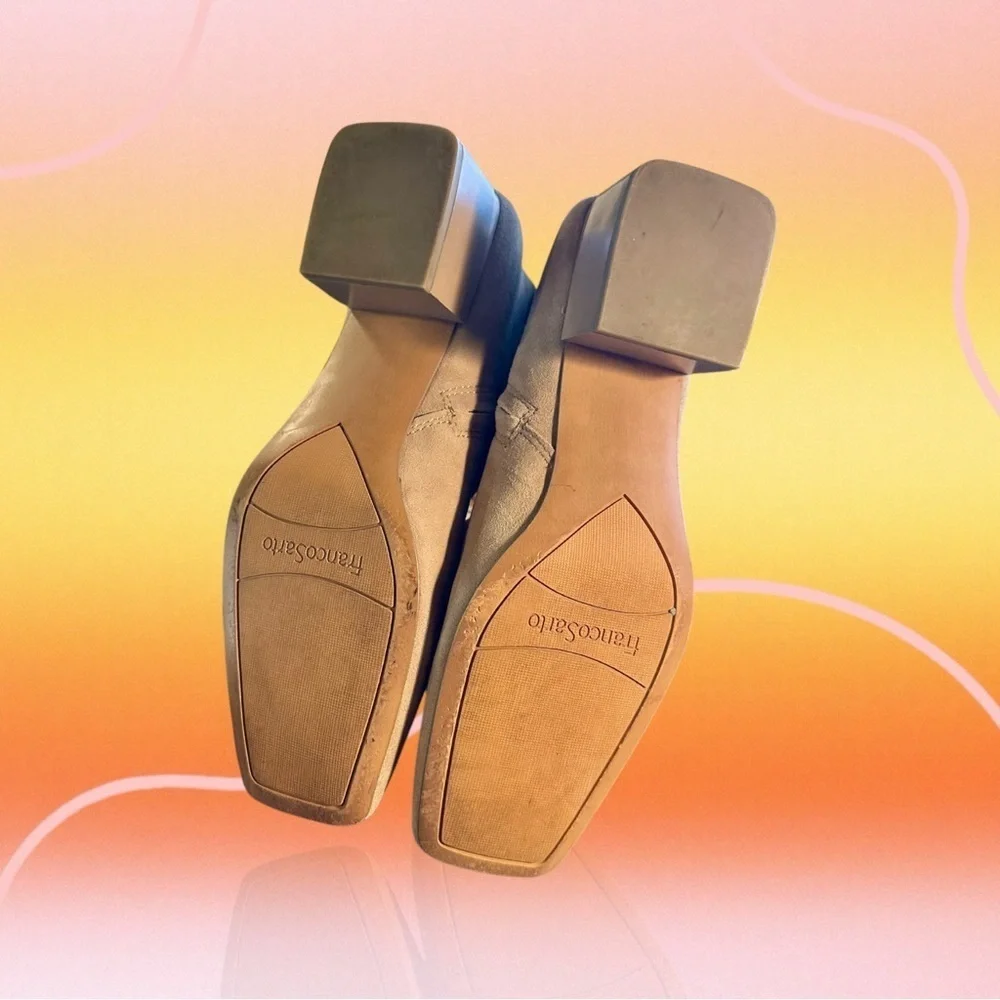 Franco Sarto ‘Waxtona’ Beige / Nude Genuine Suede Block Heel Ankle Boots Size 9